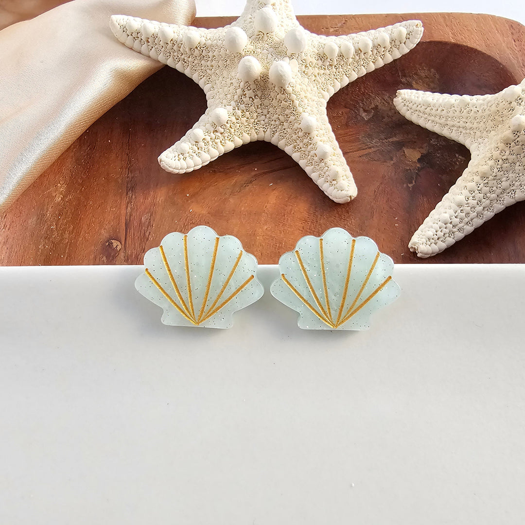 Seashell Studs - Seafoam Pearl by Spiffy & Splendid