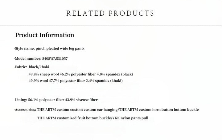 Merino wool blended double pleated wide-leg pants for women, versatile, drapey and comfortable casual trousers by Firelady Fur