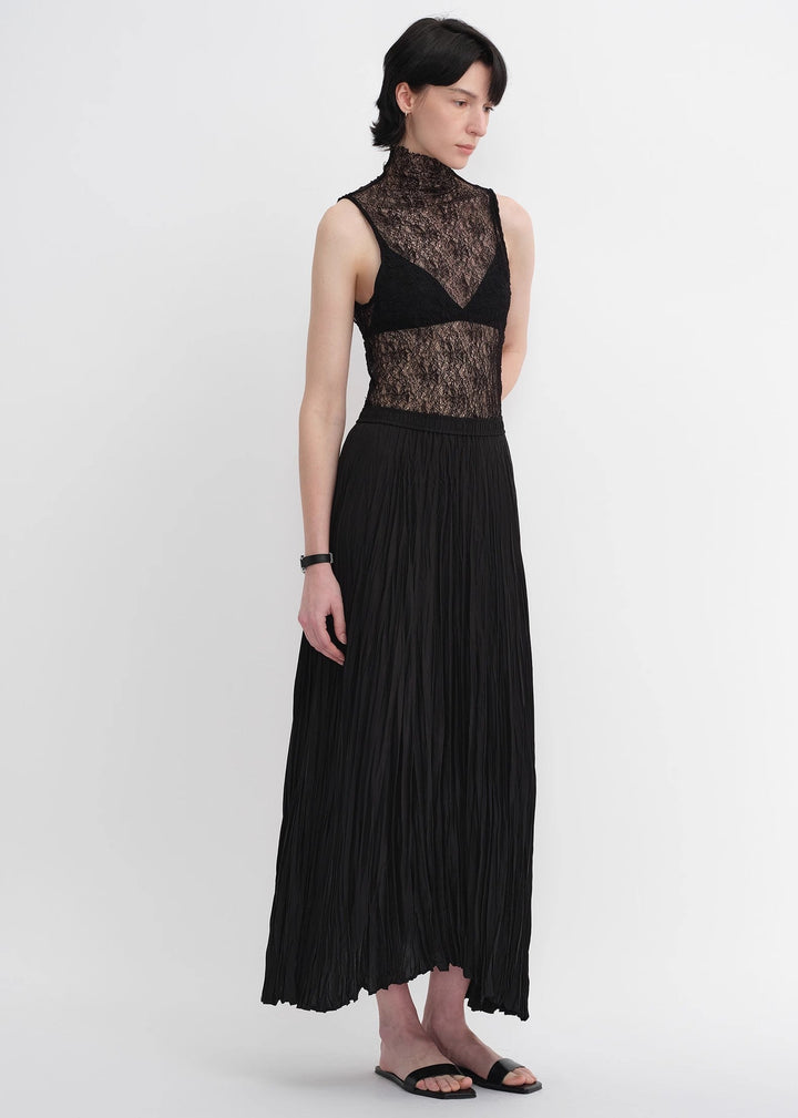 Mulberry silk custom pleated irregular hem skirt for women by Firelady Fur