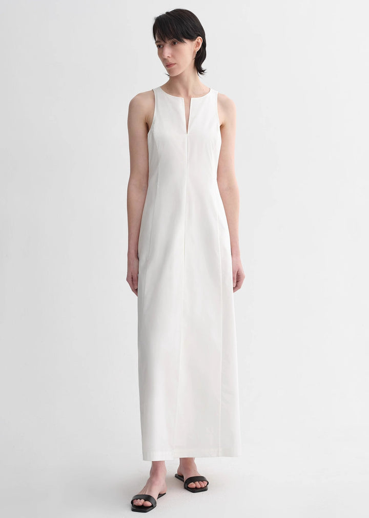 Micro-cocoon-shaped I-shaped pleated V-neck commuting slim-fitting split vest dress for women by Firelady Fur