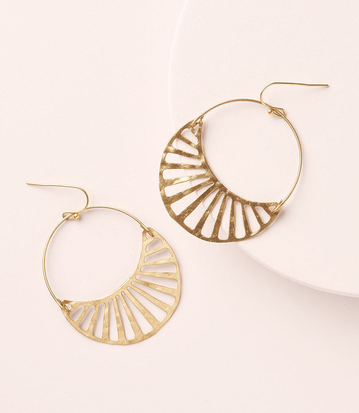 Rajani Gold Hoop Earrings - Crescent Disc by Matr Boomie