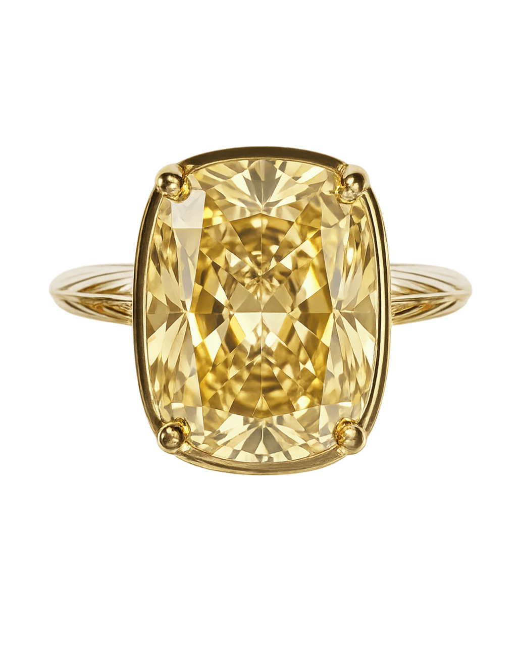 Elongated Cushion Light Yellow CZ Cocktail Ring
