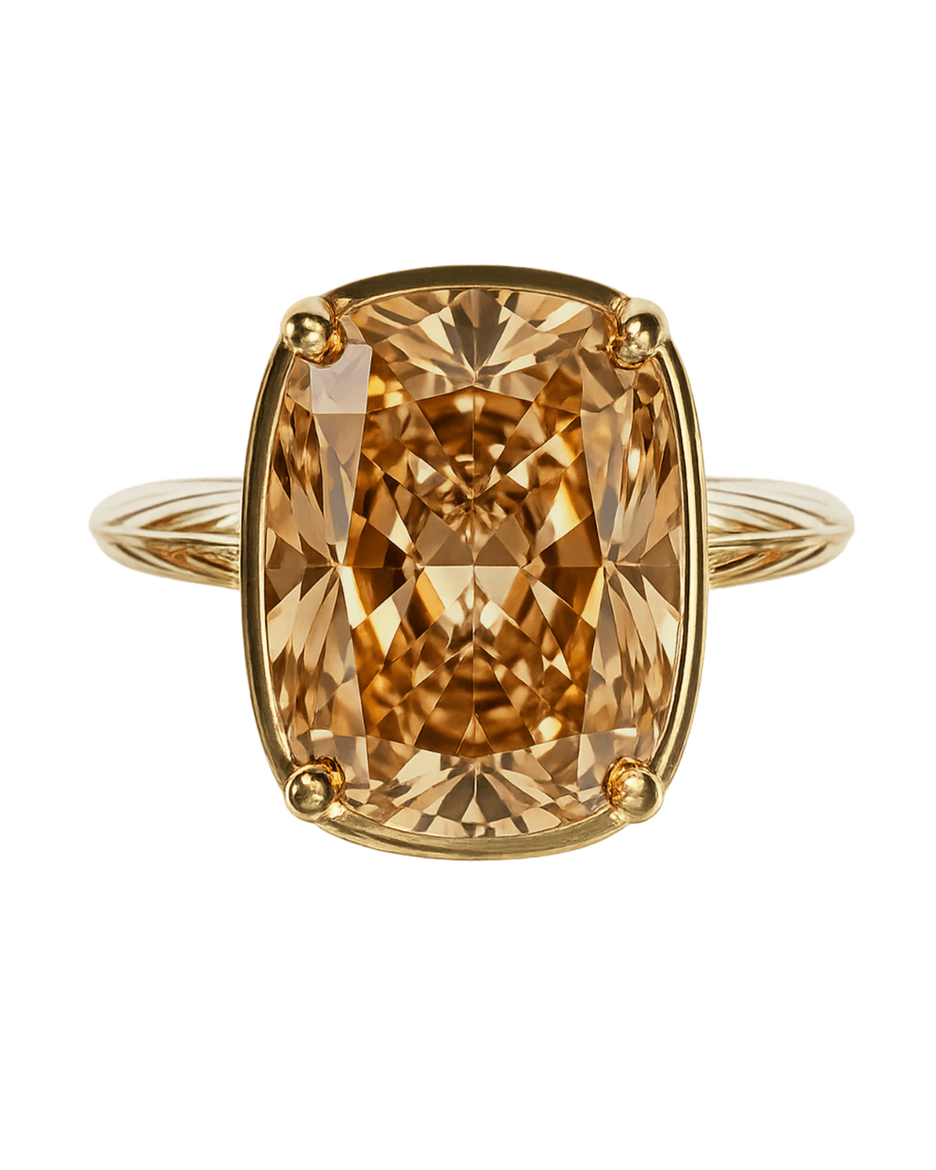 Elongated Cushion Champagne CZ Cocktail Ring