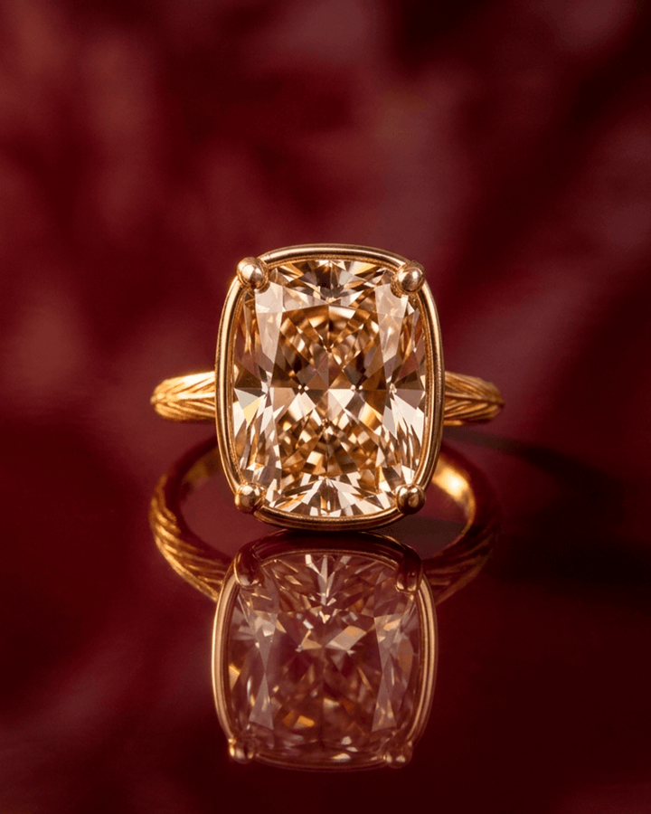 Elongated Cushion Champagne CZ Cocktail Ring