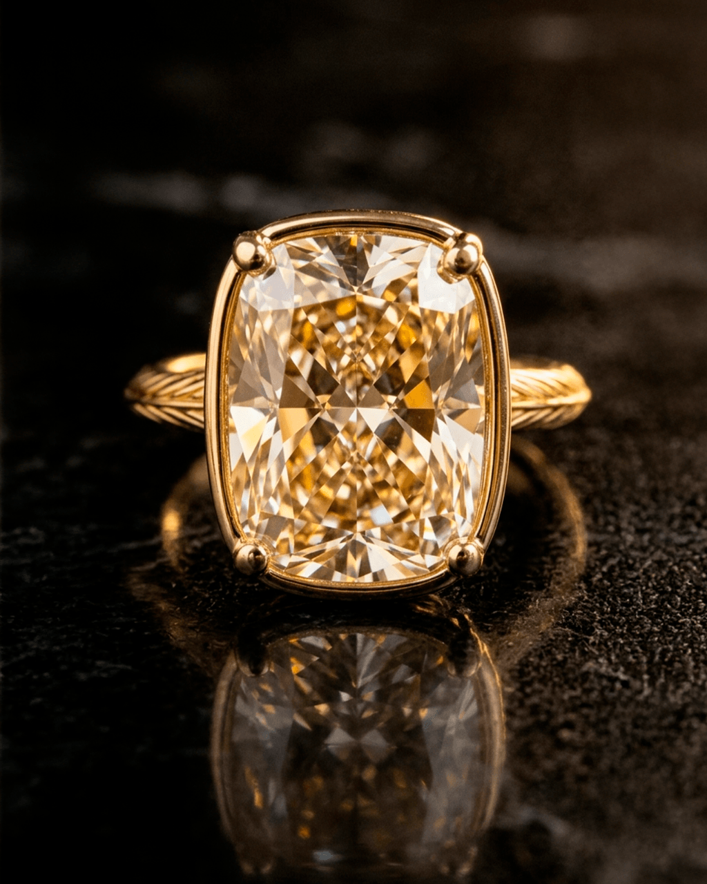 Elongated Cushion Light Yellow CZ Cocktail Ring