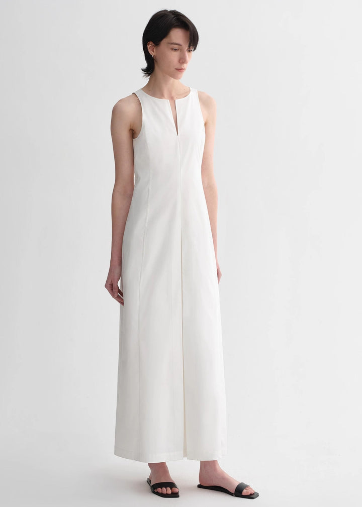 Micro-cocoon-shaped I-shaped pleated V-neck commuting slim-fitting split vest dress for women by Firelady Fur