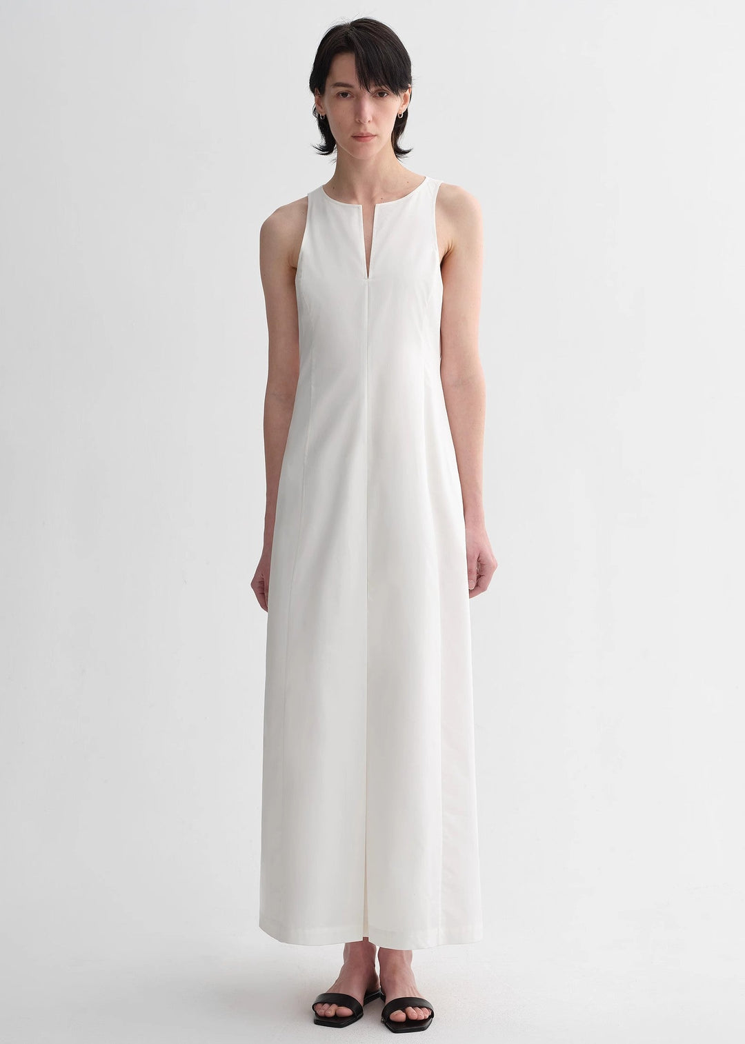 Micro-cocoon-shaped I-shaped pleated V-neck commuting slim-fitting split vest dress for women by Firelady Fur