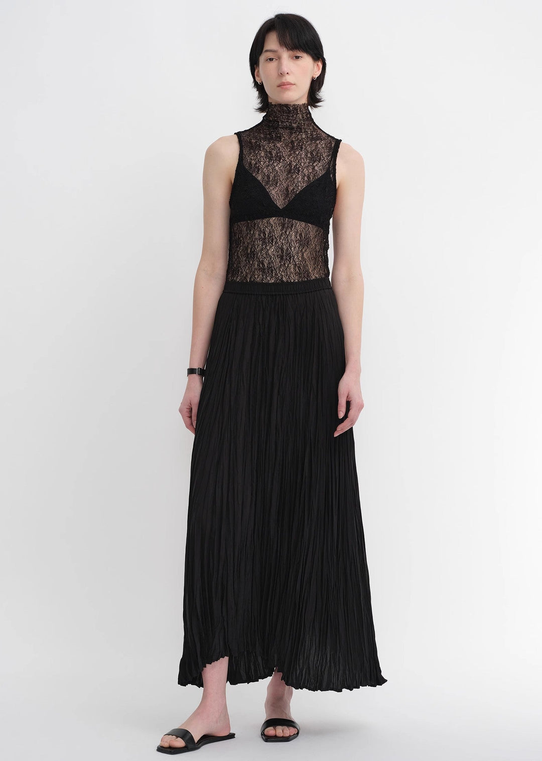 Mulberry silk custom pleated irregular hem skirt for women by Firelady Fur