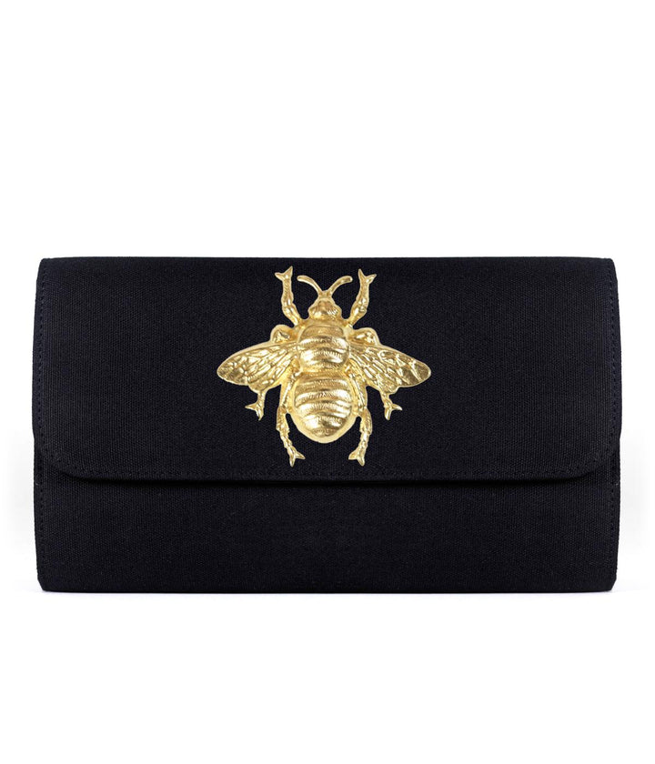 Avery Clutch - Black - XL Gold Charms