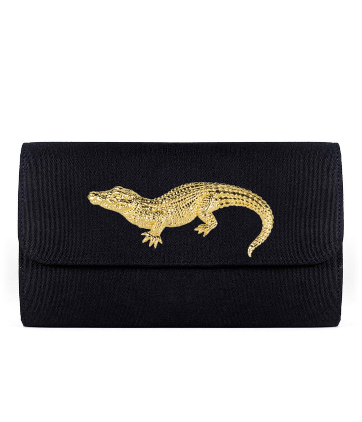 Avery Clutch - Black - XL Gold Charms