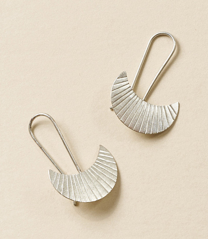 Bairavi Crescent Moon Drop Earrings - Silver by Matr Boomie