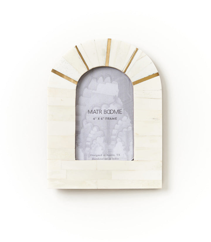 Mukhendu Arch 4x6 Cream Picture Frame - Handcrafted Bone by Matr Boomie