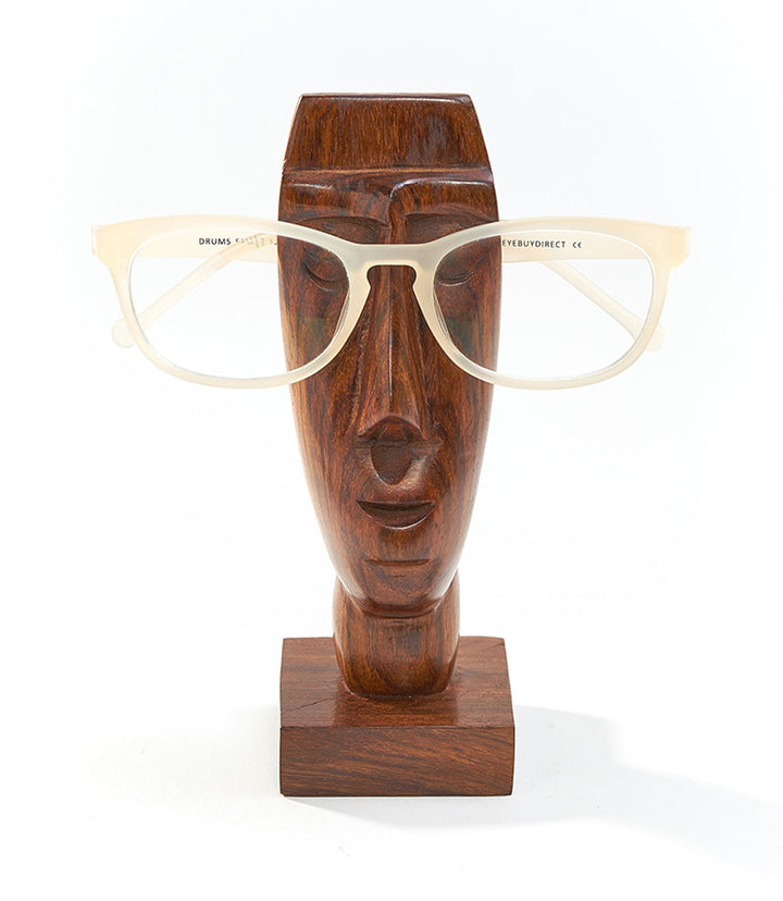 Face Glasses Holder Stand - Hand Carved Indian Rosewood by Matr Boomie