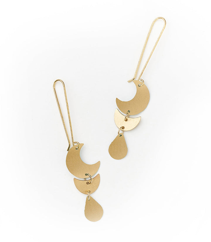 Rajani Moon Phase Gold Drop Earrings by Matr Boomie
