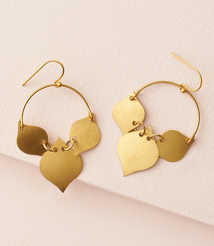 Chameli Leaf Gold Drop Earrings by Matr Boomie