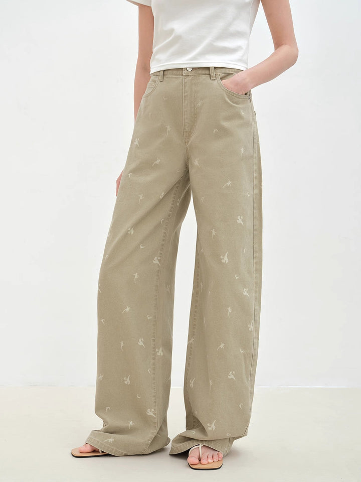 "Carol Pie" loose high-waisted wide-leg calla lily print jeans for women by Firelady Fur