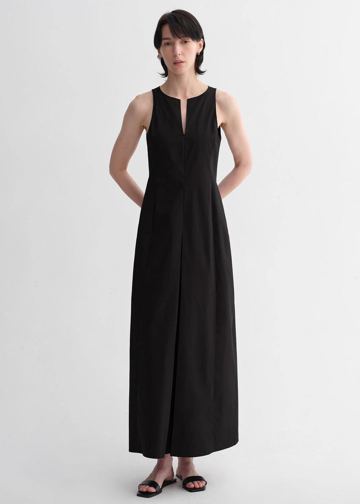 Micro-cocoon-shaped I-shaped pleated V-neck commuting slim-fitting split vest dress for women by Firelady Fur