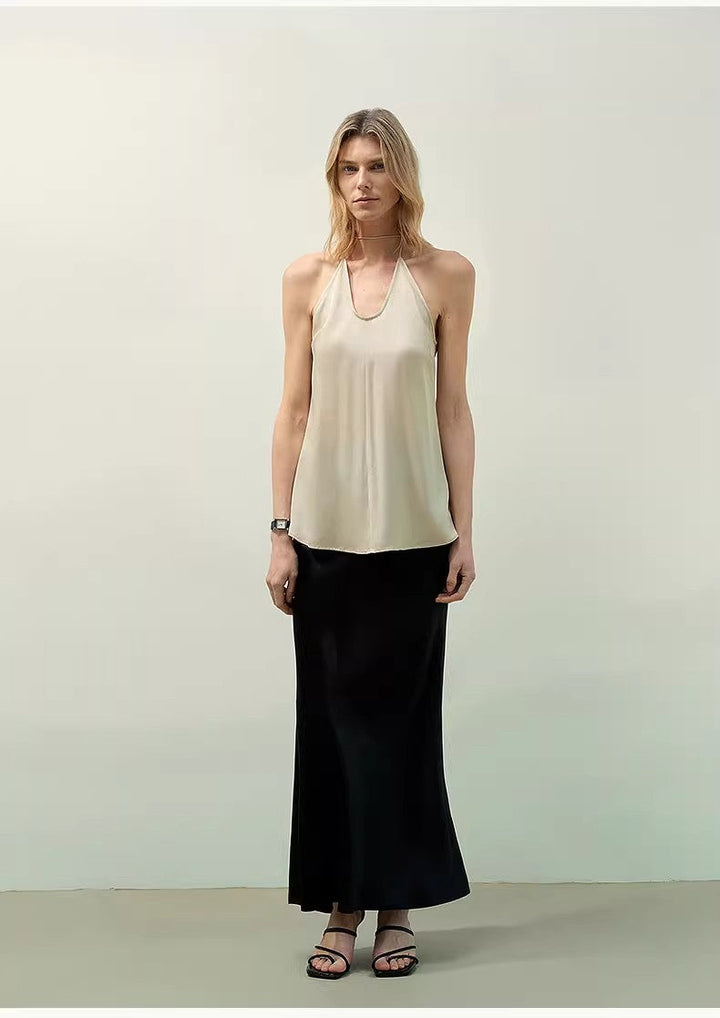 "Extremely luxurious" American EASTMAN acetate glossy bias-cut elegant slim fishtail skirt by Firelady Fur