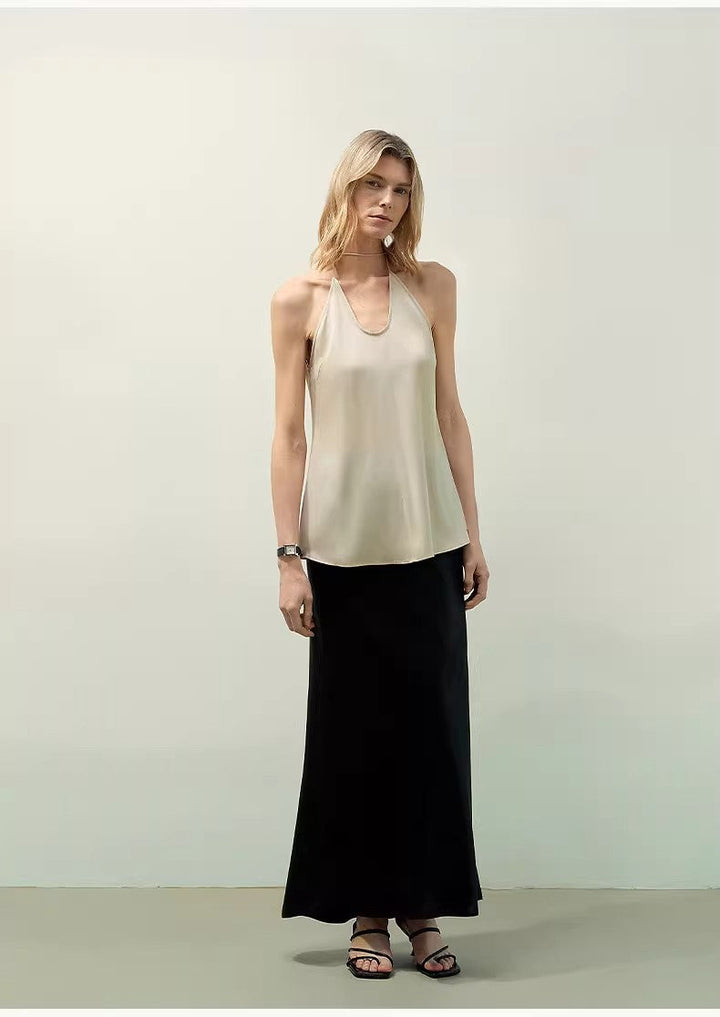 "Extremely luxurious" American EASTMAN acetate glossy bias-cut elegant slim fishtail skirt by Firelady Fur