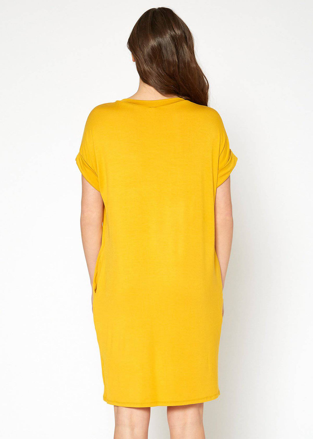 Women's Round Neck T-shirt Dress With Pockets