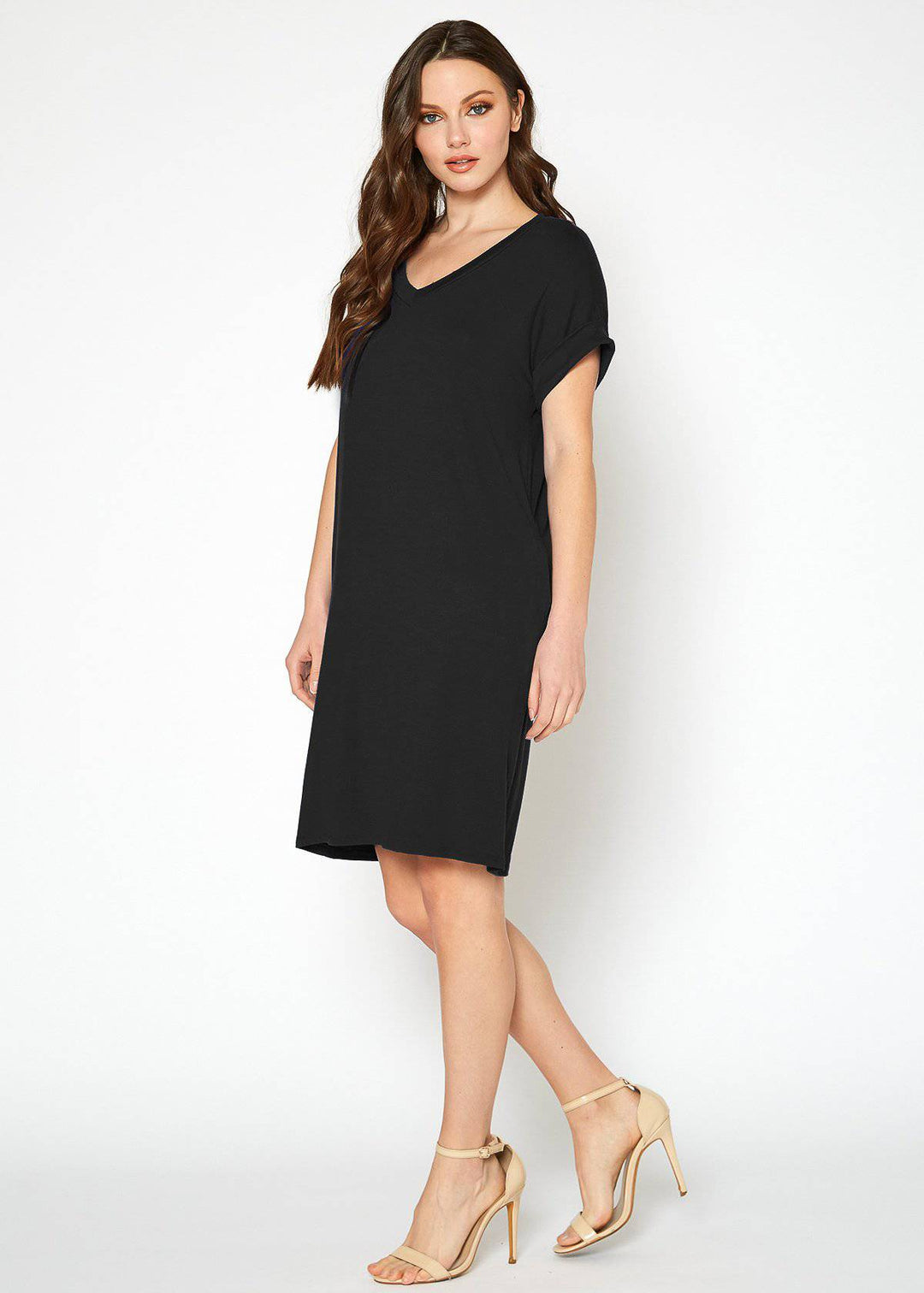 Women's Round Neck T-shirt Dress With Pockets
