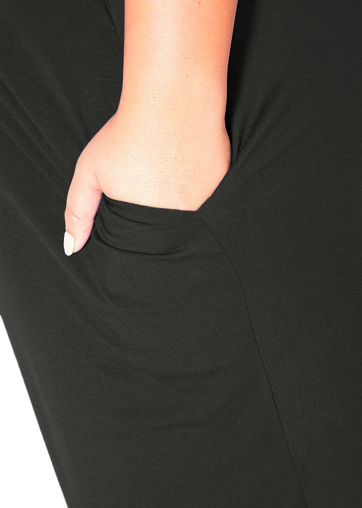 Women's Round Neck T-shirt Dress With Pockets