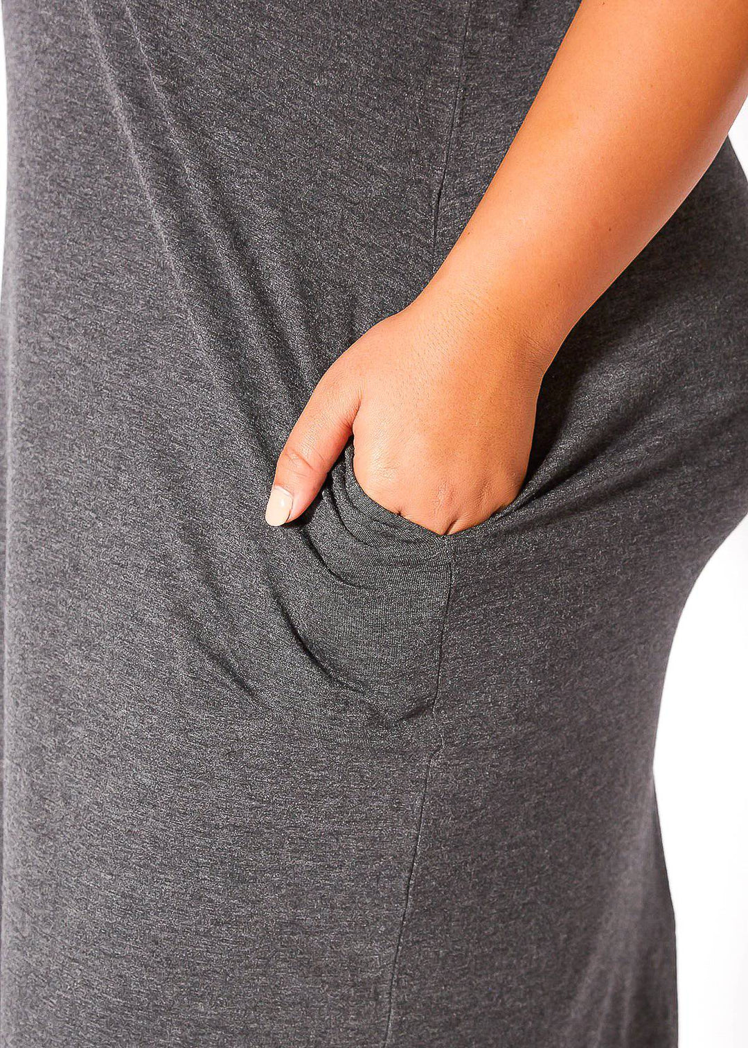 Women's Round Neck T-shirt Dress With Pockets