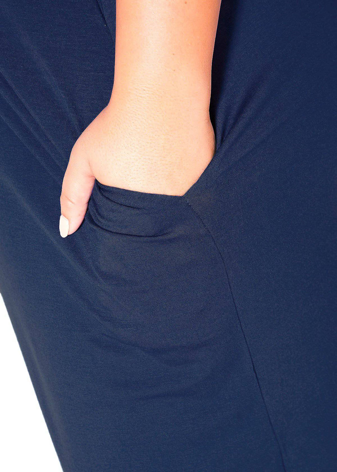 Women's Round Neck T-shirt Dress With Pockets