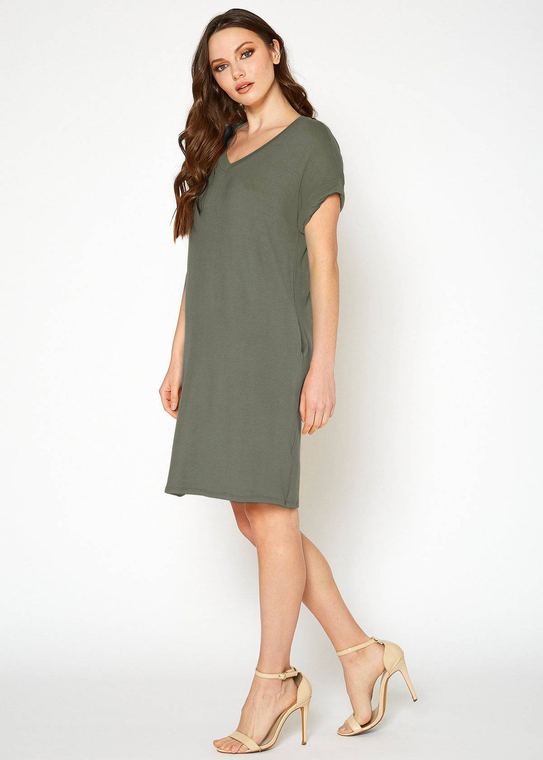 Women's Round Neck T-shirt Dress With Pockets
