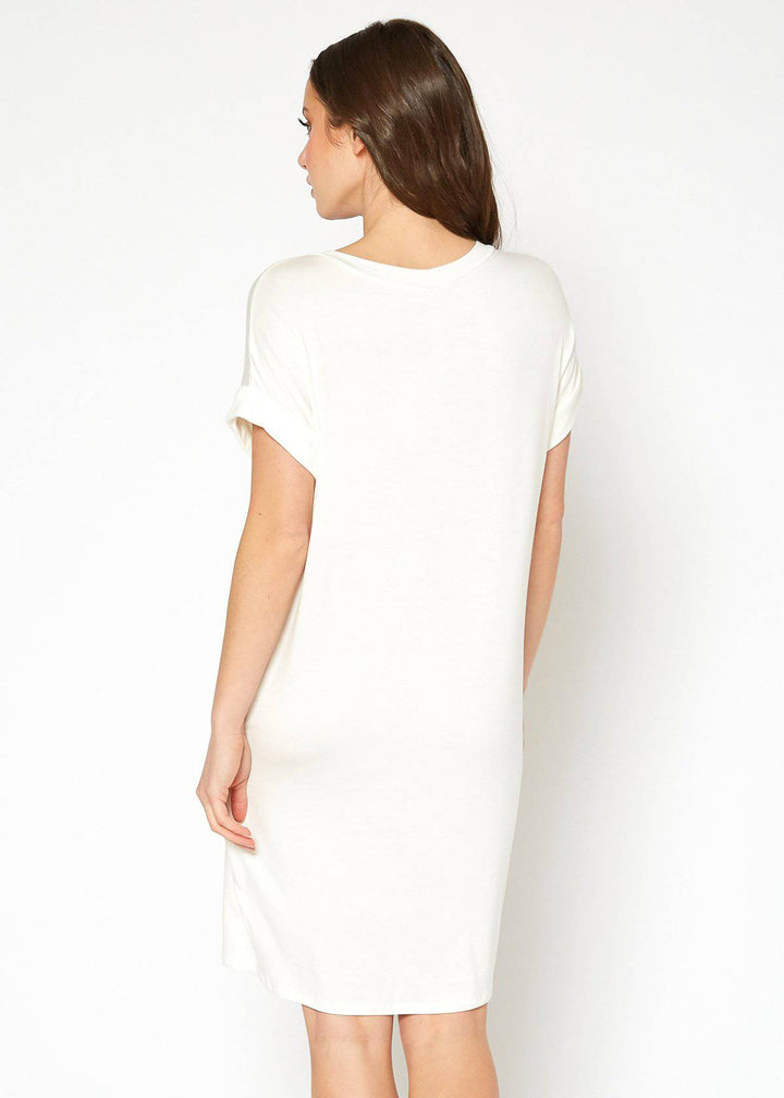 Women's Round Neck T-shirt Dress With Pockets