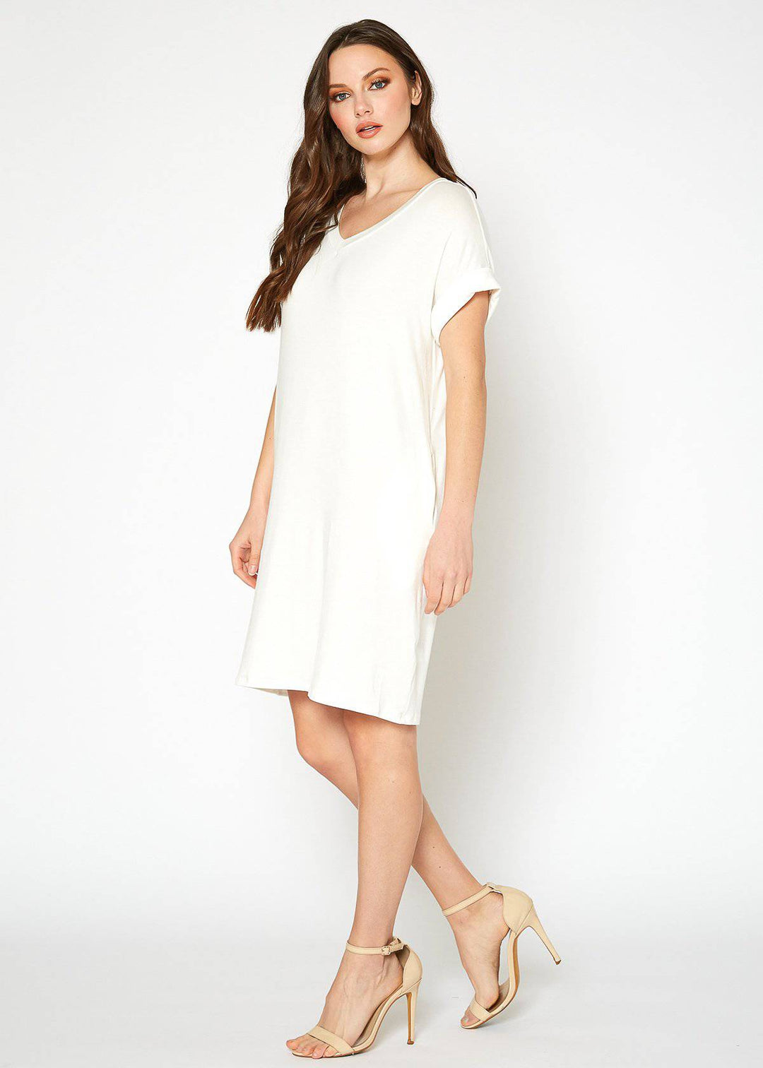 Women's Round Neck T-shirt Dress With Pockets
