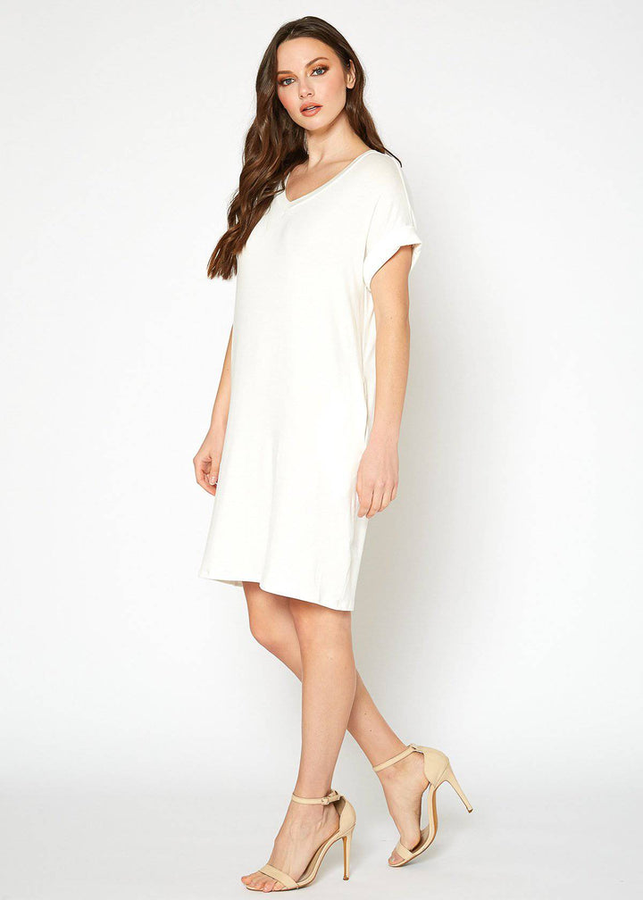 Women's Round Neck T-shirt Dress With Pockets