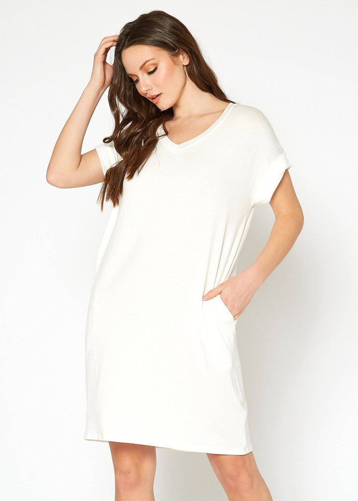 Women's Round Neck T-shirt Dress With Pockets