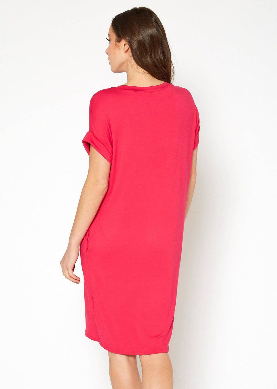 Women's Round Neck T-shirt Dress With Pockets