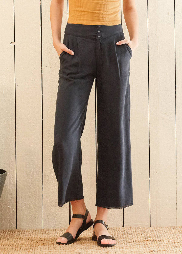 Women's Fringe Hem Cropped Pants in Navy by Shop at Konus