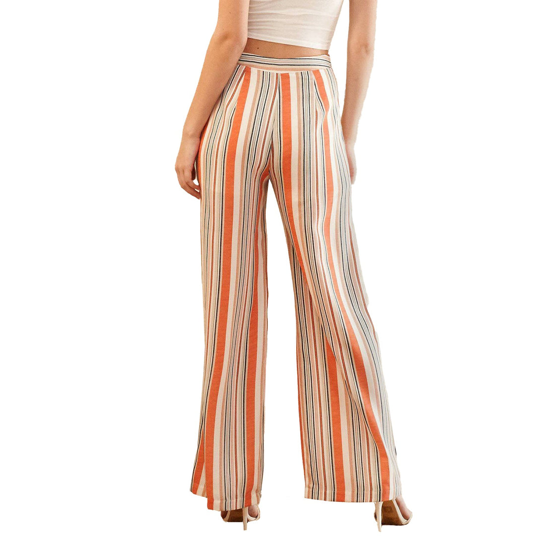 Women's High-waisted Palazzo in Rust Multi Stripe by Shop at Konus
