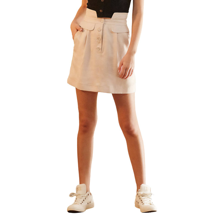 Women's High Waisted Utility Skirt in Sand by Shop at Konus