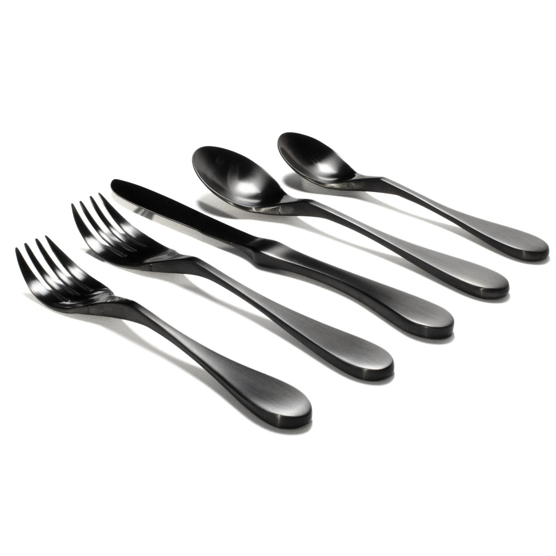 KNORK Coated 5-Piece Place Set, Matte Black by KNORK