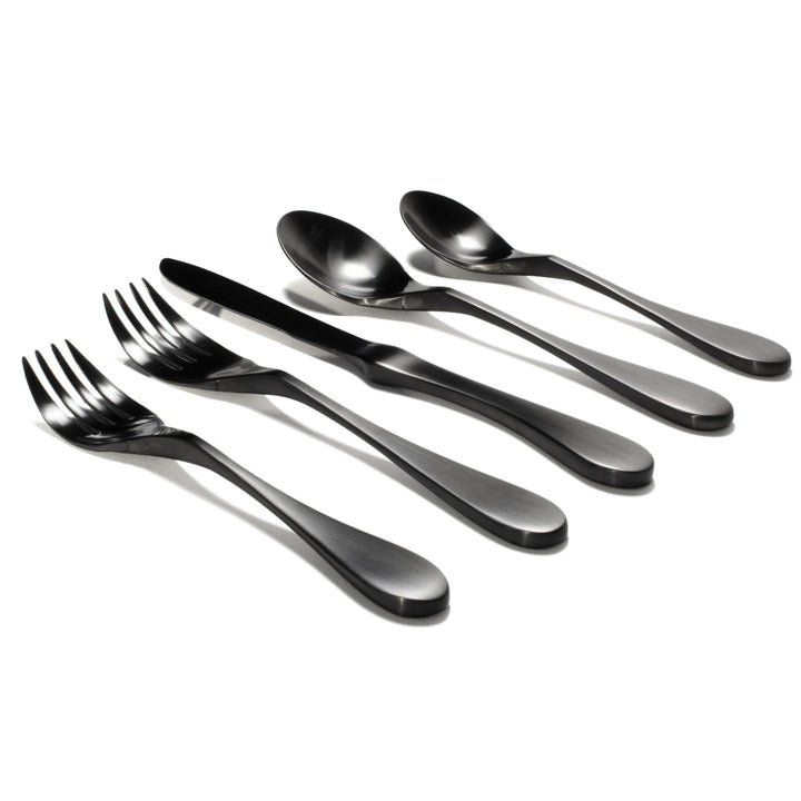 KNORK Coated 5-Piece Place Set, Matte Black by KNORK