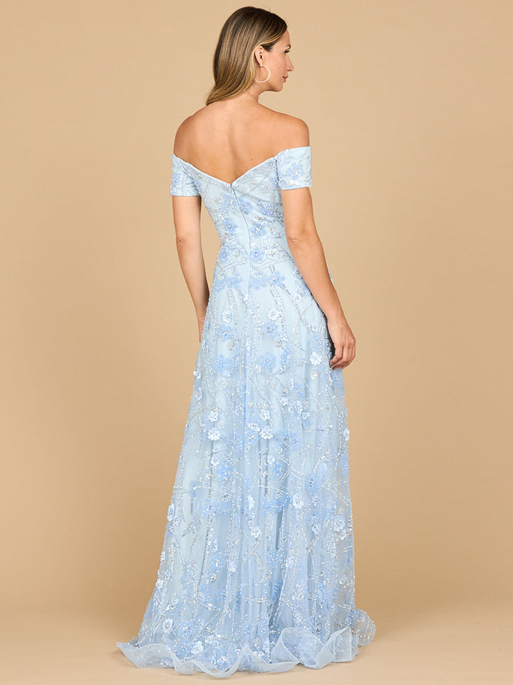 Lara 28882- Off Shoulder A-Line Floral Gown