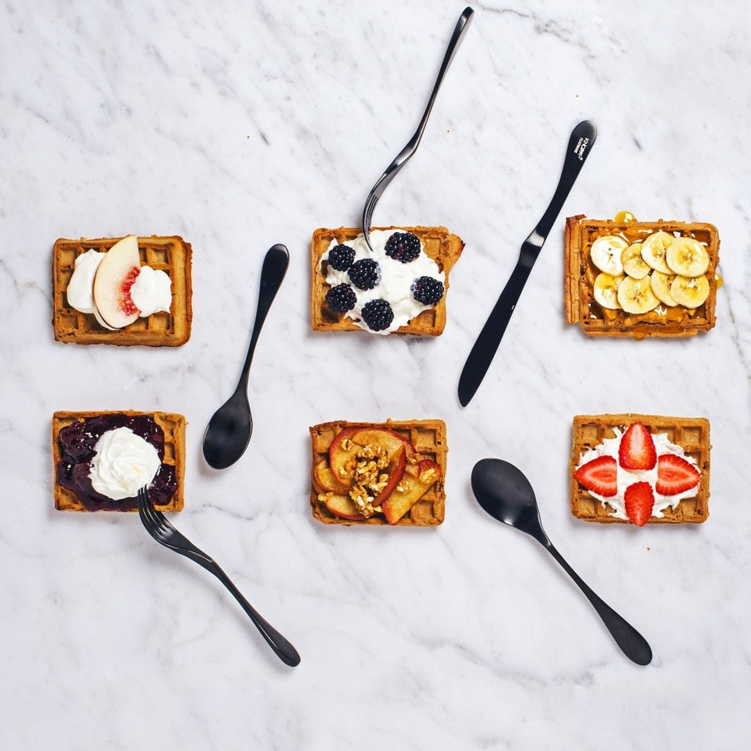 KNORK Coated 5-Piece Place Set, Matte Black by KNORK