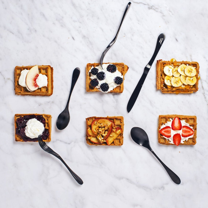 KNORK Coated 5-Piece Place Set, Matte Black by KNORK