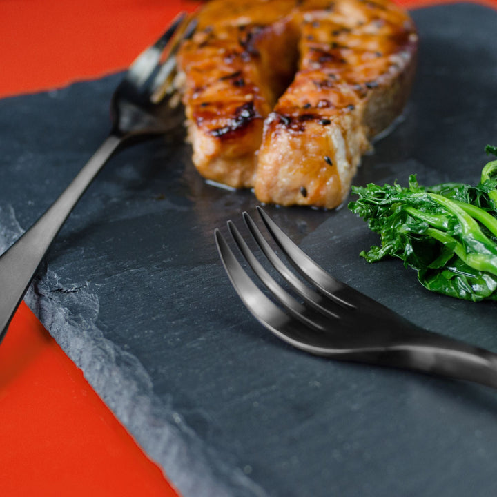 KNORK Coated 5-Piece Place Set, Matte Black by KNORK