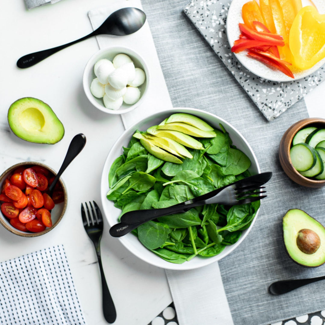 KNORK Coated 5-Piece Place Set, Matte Black by KNORK