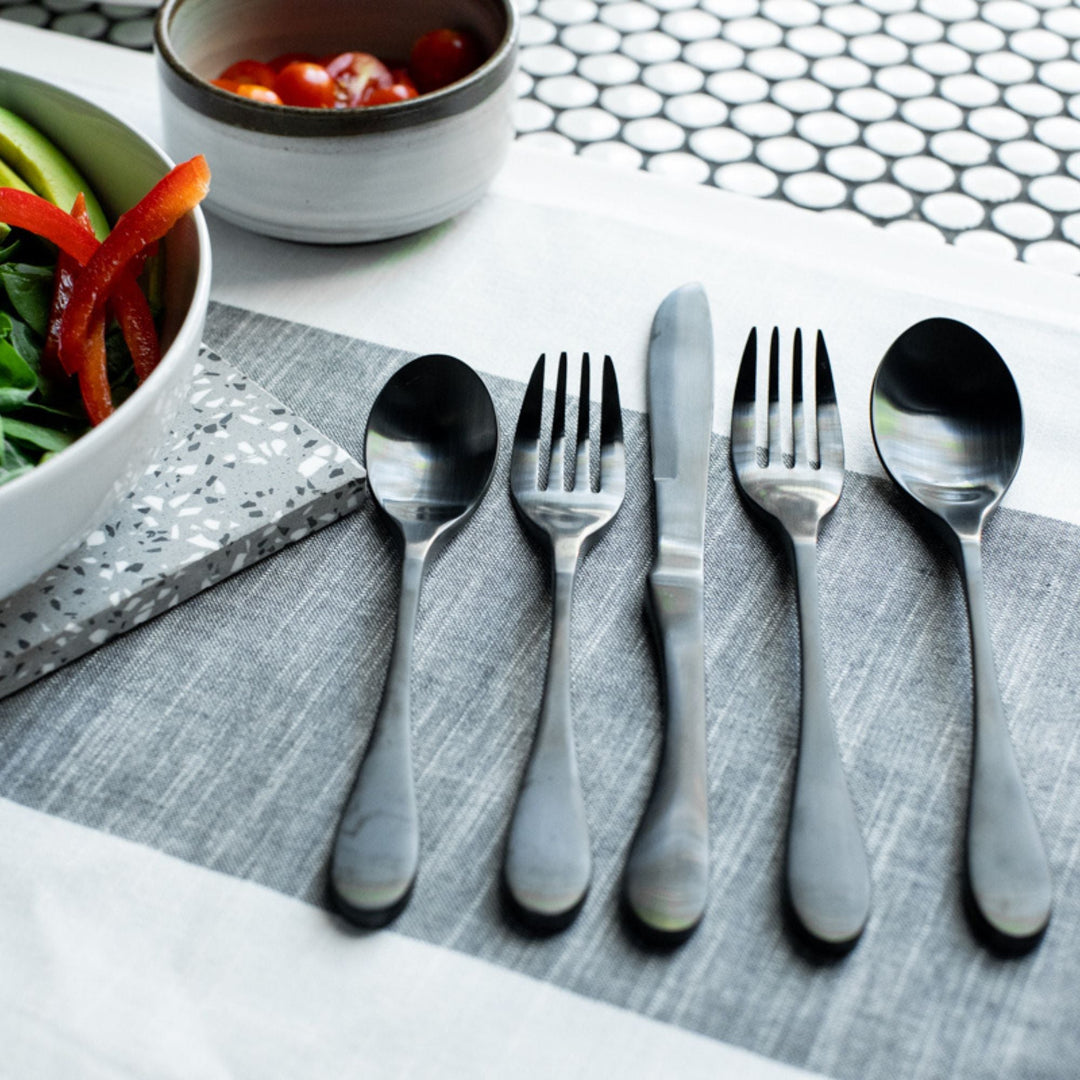 KNORK Coated 5-Piece Place Set, Matte Black by KNORK