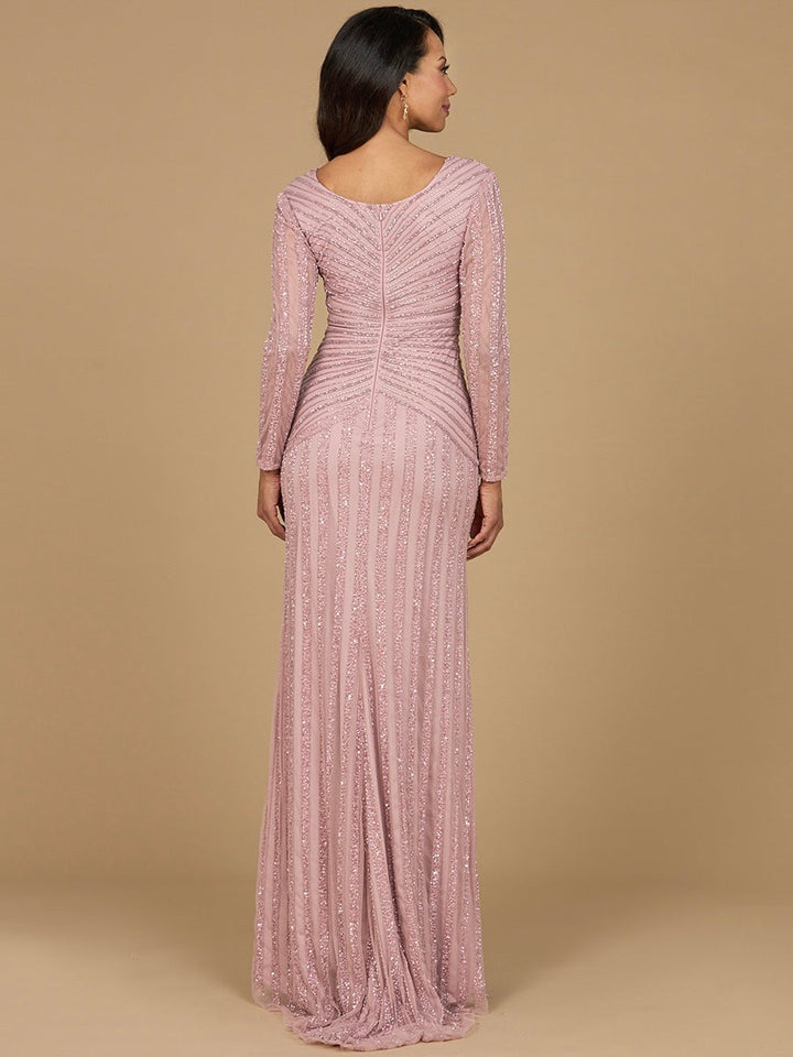 Long Sleeve Beaded Gown
