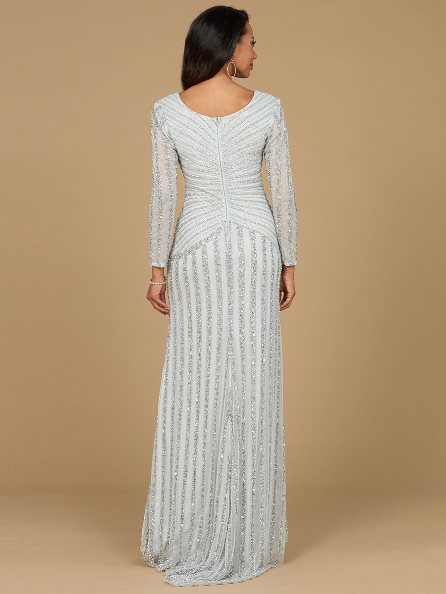 Long Sleeve Beaded Gown