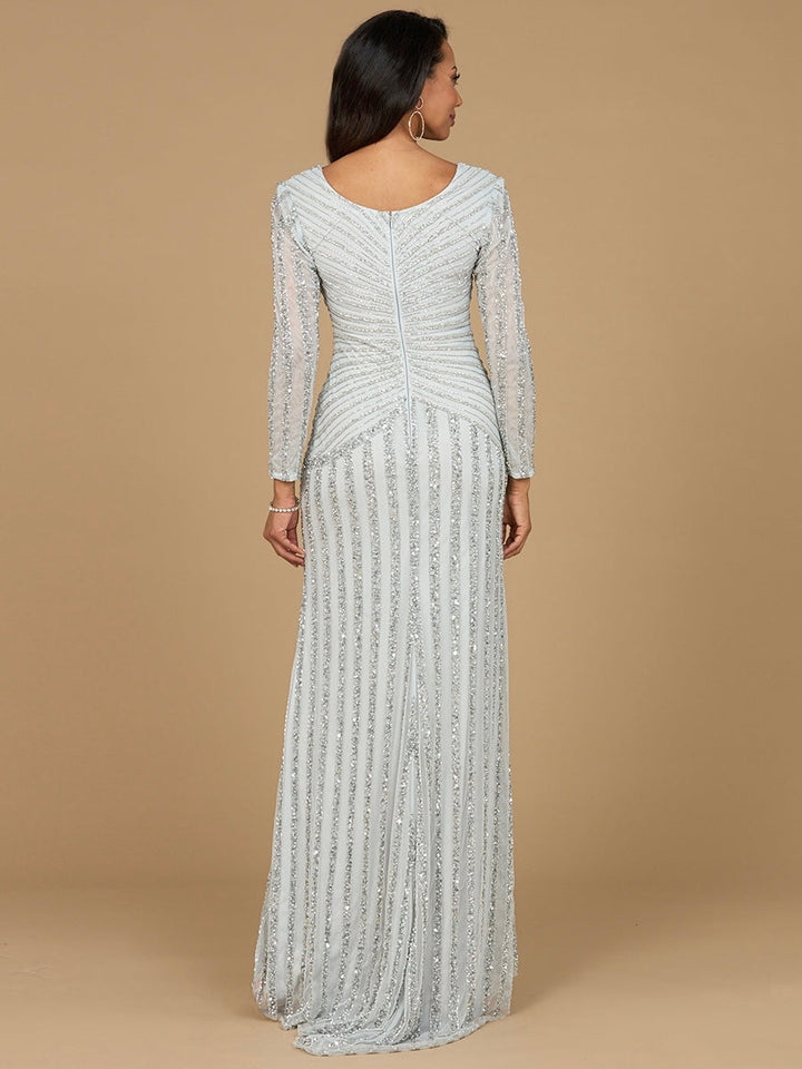 Long Sleeve Beaded Gown