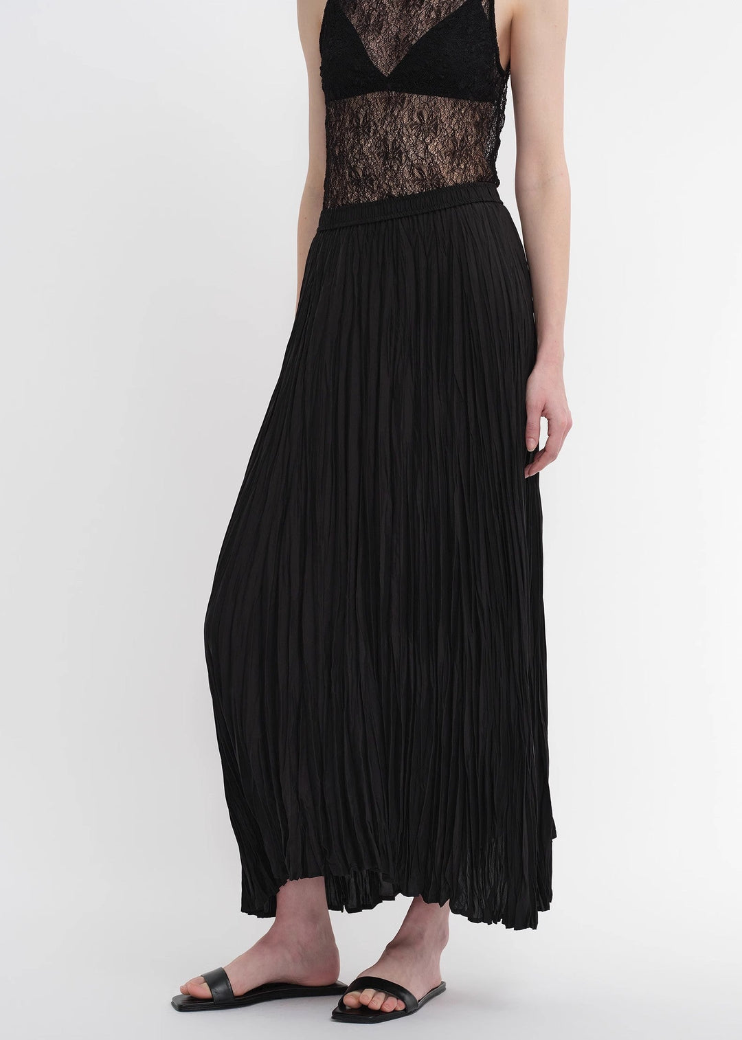 Mulberry silk custom pleated irregular hem skirt for women by Firelady Fur