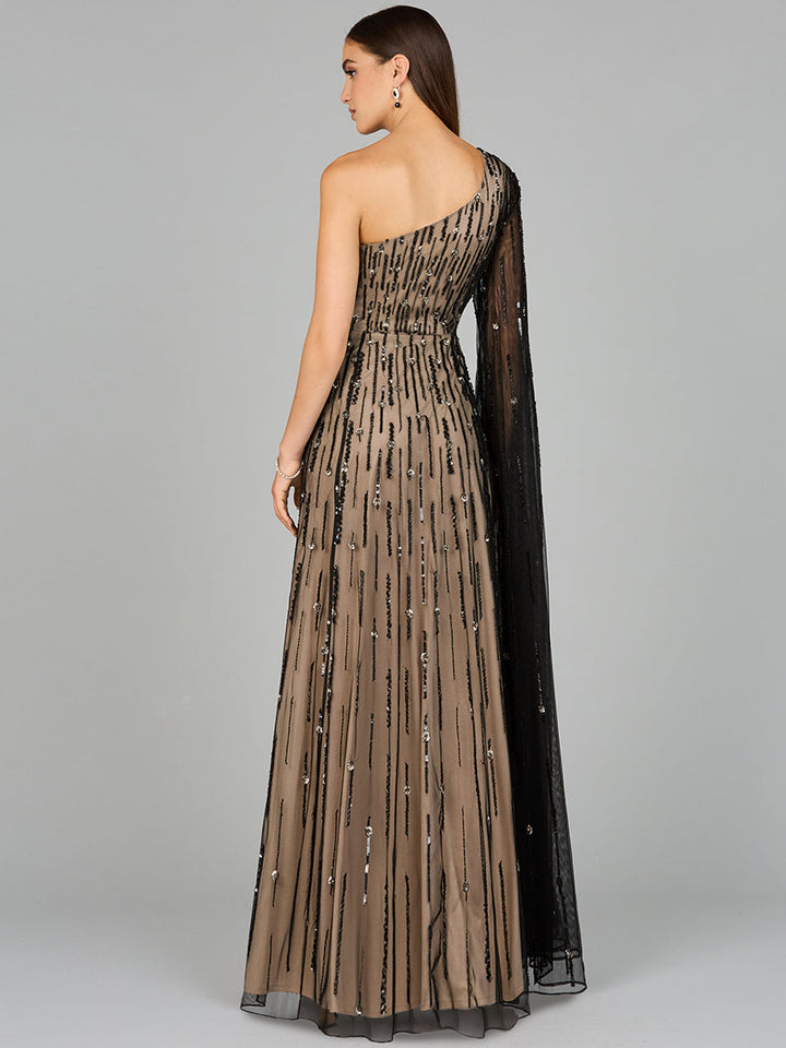 One Shoulder A-Line Gown